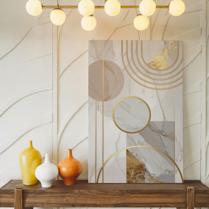 Abstract Marble & Gold Geometric Canvas – Modern Luxury Wall Art - Gifitto