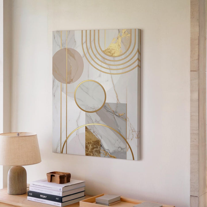 Abstract Marble & Gold Geometric Canvas – Modern Luxury Wall Art - Gifitto