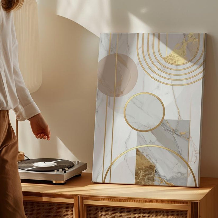 Abstract Marble & Gold Geometric Canvas – Modern Luxury Wall Art - Gifitto