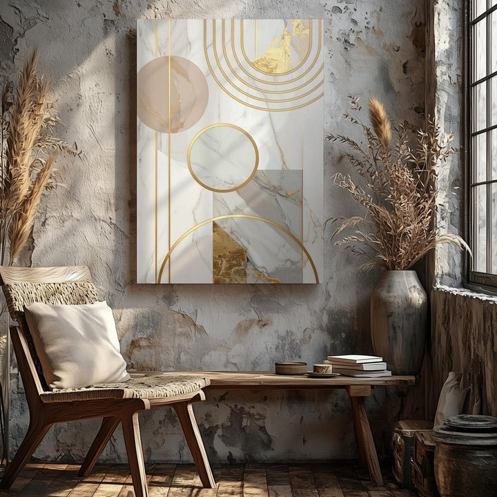 Abstract Marble & Gold Geometric Canvas – Modern Luxury Wall Art - Gifitto