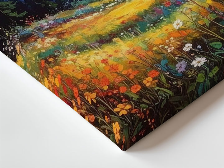Moonlit Wildflower Forest Canvas – Impressionist Night Nature Wall Art - Gifitto