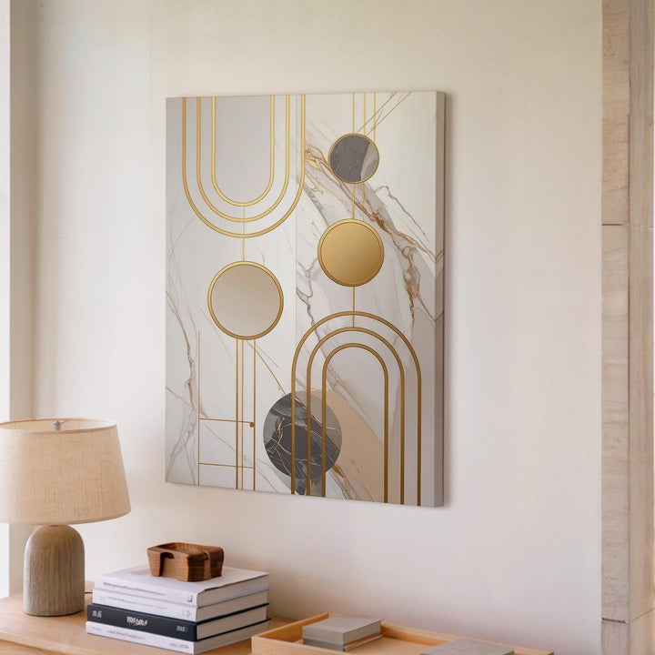 Luxurious Marble & Gold Abstract Canvas – Modern Geometric Wall Art - Gifitto