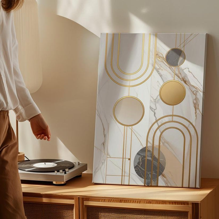 Luxurious Marble & Gold Abstract Canvas – Modern Geometric Wall Art - Gifitto