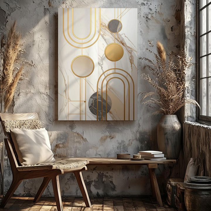 Luxurious Marble & Gold Abstract Canvas – Modern Geometric Wall Art - Gifitto