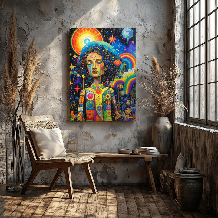 Whimsical Dreamscape Canvas – Colorful Fantasy Art with Magical Character - Gifitto