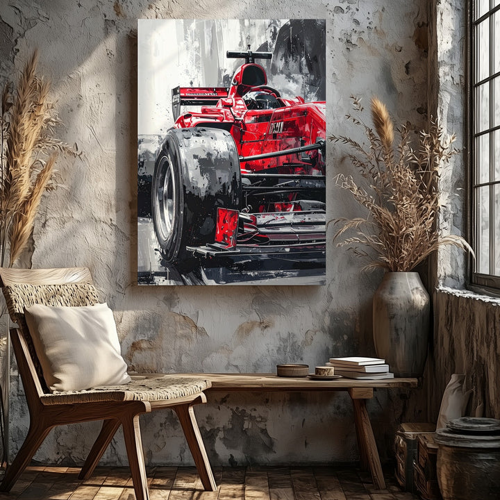 Red Ferrari F1 Formula 1 Car Canvas – High-Energy Motorsport Art - Gifitto