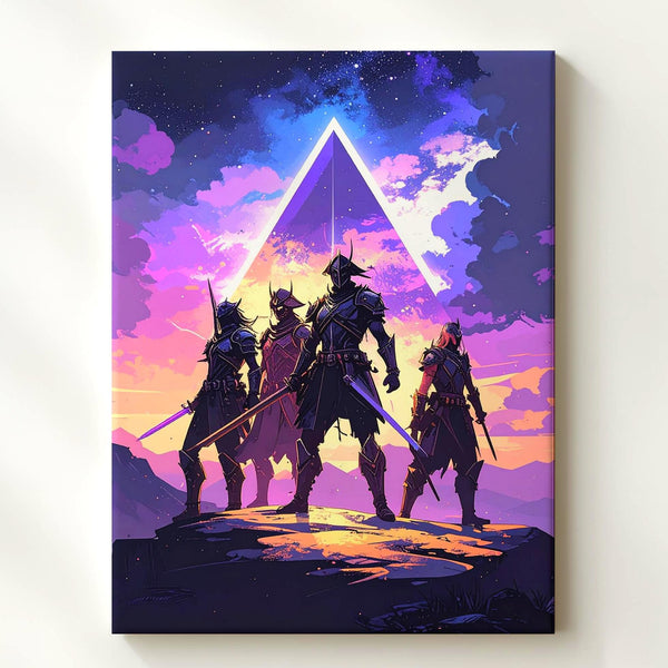 Futuristic Warriors Canvas – Cosmic Battle Scene with Heroic Warriors - Gifitto