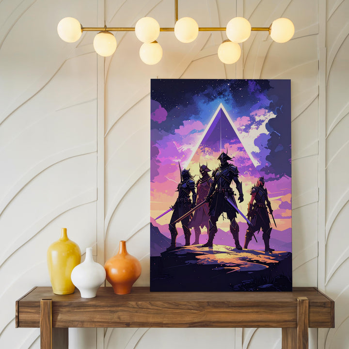 Futuristic Warriors Canvas – Cosmic Battle Scene with Heroic Warriors - Gifitto