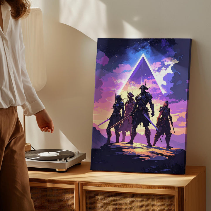 Futuristic Warriors Canvas – Cosmic Battle Scene with Heroic Warriors - Gifitto