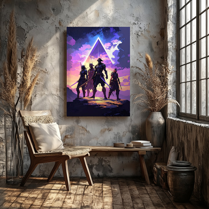 Futuristic Warriors Canvas – Cosmic Battle Scene with Heroic Warriors - Gifitto
