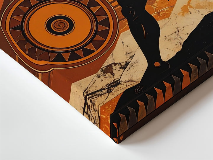 Greek Warrior in Battle Canvas – Stylized Perseus with Spear and Shield - Gifitto