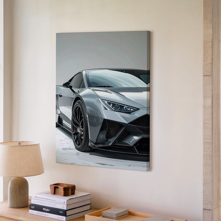 Matte Grey Lamborghini Huracán Canvas – High-Detail Sports Car Art - Gifitto
