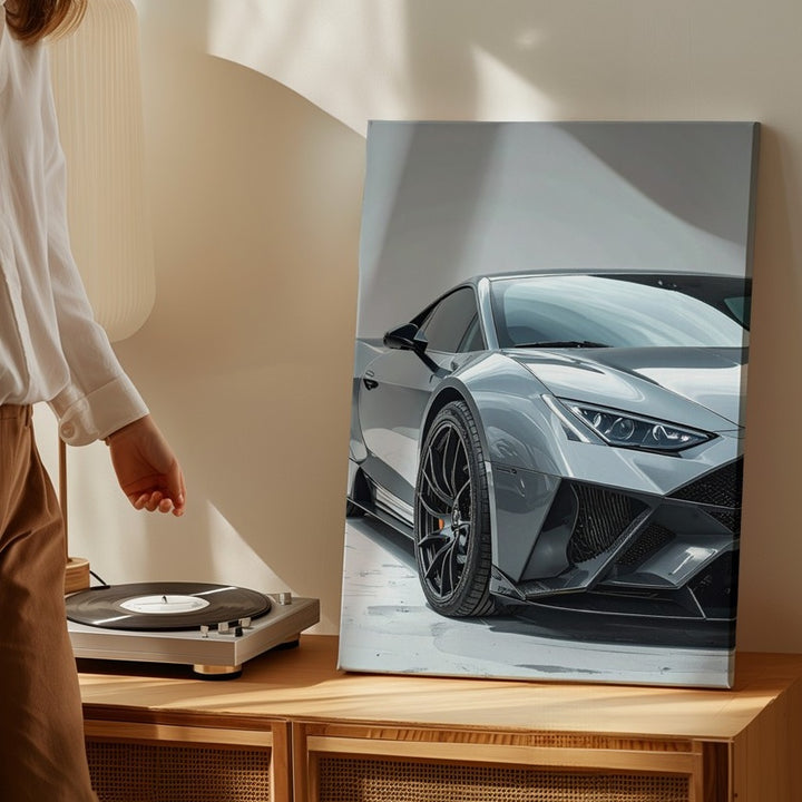 Matte Grey Lamborghini Huracán Canvas – High-Detail Sports Car Art - Gifitto