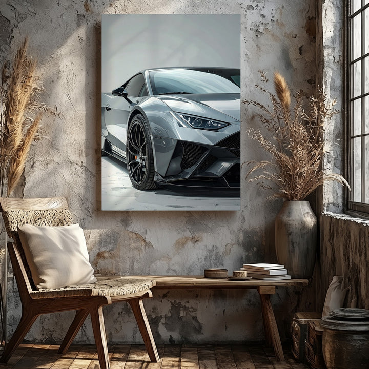 Matte Grey Lamborghini Huracán Canvas – High-Detail Sports Car Art - Gifitto