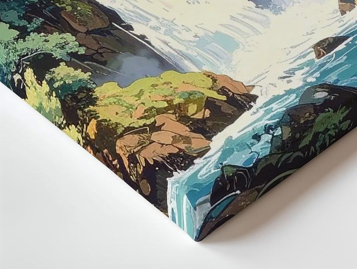 Forest Waterfall Ukiyo-e Canvas – Traditional Japanese Nature Wall Art - Gifitto