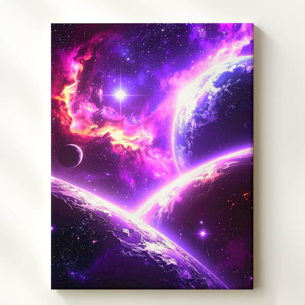 Celestial Nebula Canvas – Vibrant Cosmic Scene with Stars and Planets - Gifitto