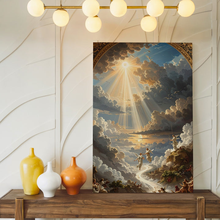 Celestial Ascension Canvas – Angelic Figures in Heavenly Portal - Gifitto