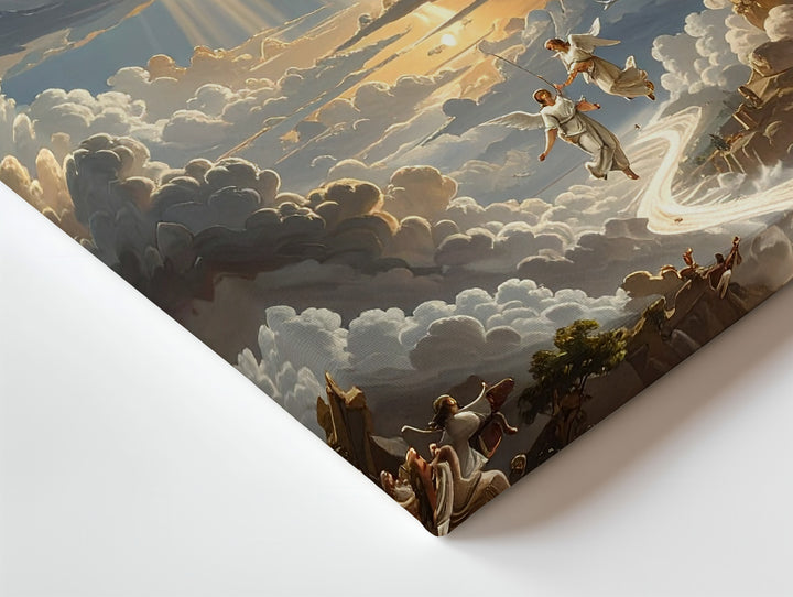 Celestial Ascension Canvas – Angelic Figures in Heavenly Portal - Gifitto