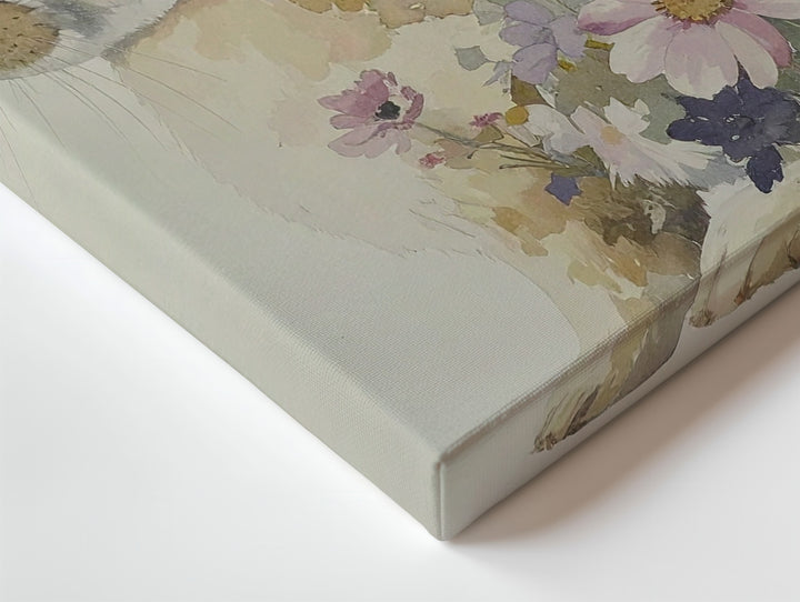 Watercolor Rabbit with Floral Patterns Canvas – Dreamy Spring Wall Art - Gifitto