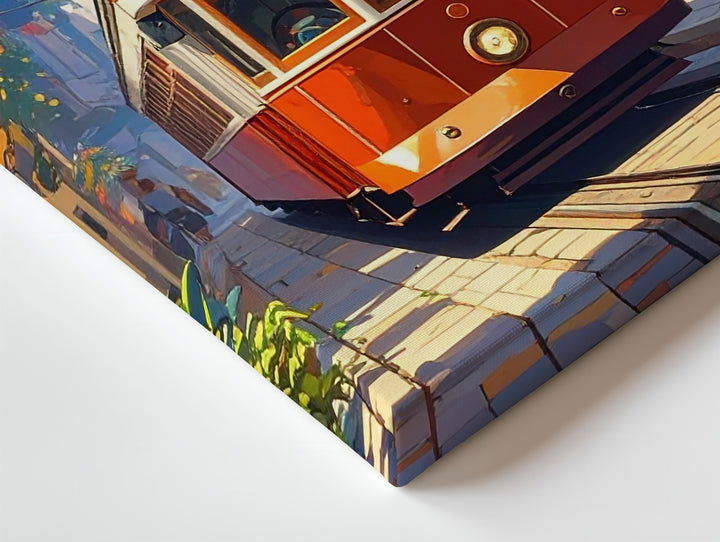 Vintage City Tram Canvas – Colorful European Street Scene Wall Art - Gifitto