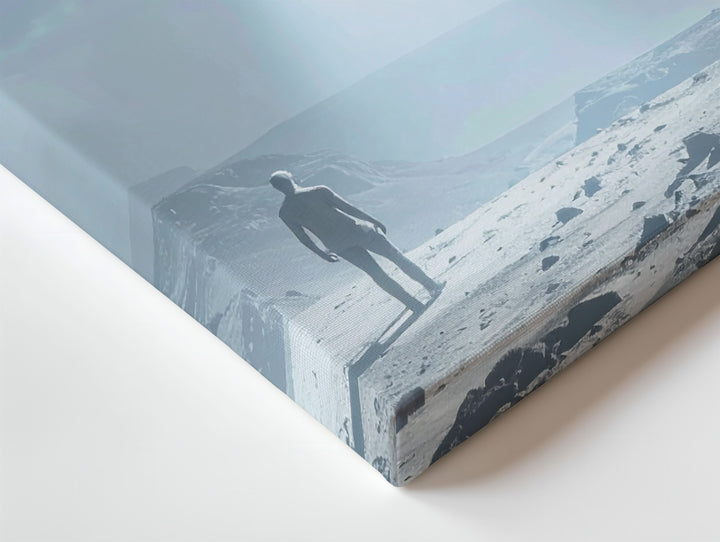 UFO Encounter Canvas – Lone Figure and Ethereal Light Beam - Gifitto
