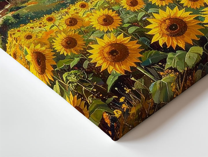 Tuscan Sunflower Field Canvas – Warm Countryside Landscape Wall Art - Gifitto