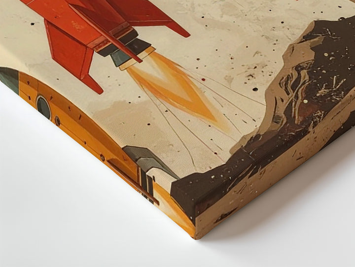 Retro Rocket Fleet Canvas – Vintage Space Nursery Wall Art - Gifitto