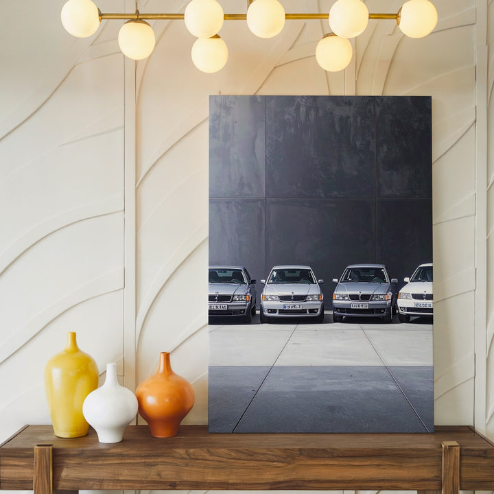 BMW M3 Lineup Canvas – Classic Car Evolution in Industrial Setting - Gifitto