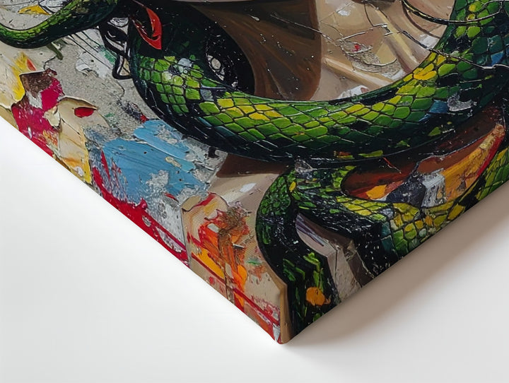 Urban Medusa Canvas – Street Art Portrait with Vivid Snakes and Graffiti - Gifitto