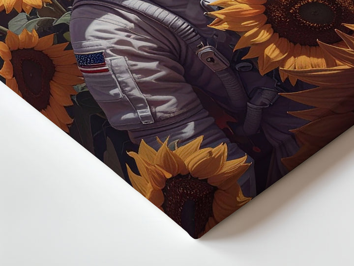 Astronaut in Sunflower Field Canvas – Surreal Nature and Space Exploration Art - Gifitto