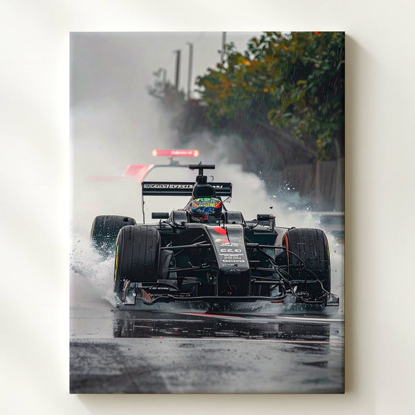 Mercedes-AMG Petronas F1 Car Canvas – Wet Track Racing Action Art - Gifitto