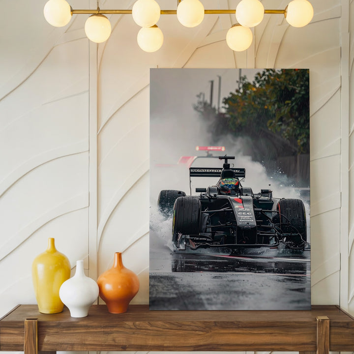 Mercedes-AMG Petronas F1 Car Canvas – Wet Track Racing Action Art - Gifitto