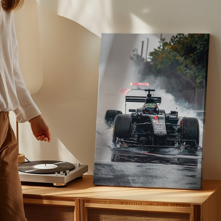 Mercedes-AMG Petronas F1 Car Canvas – Wet Track Racing Action Art - Gifitto