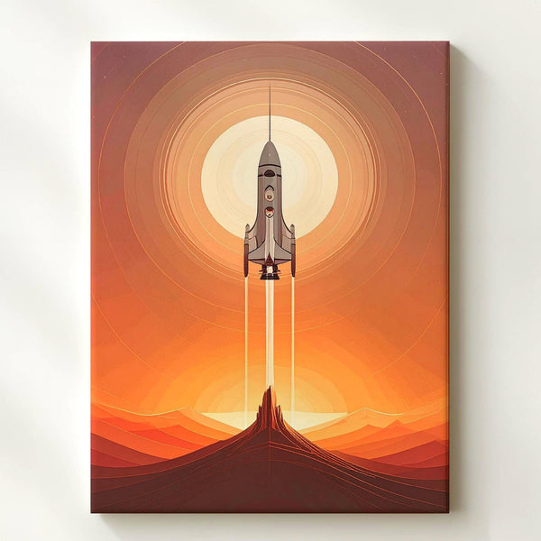 Minimalist Spaceship Journey Canvas – Abstract Art of Space Exploration - Gifitto
