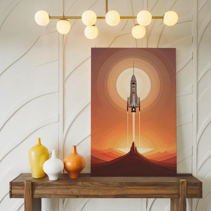 Minimalist Spaceship Journey Canvas – Abstract Art of Space Exploration - Gifitto