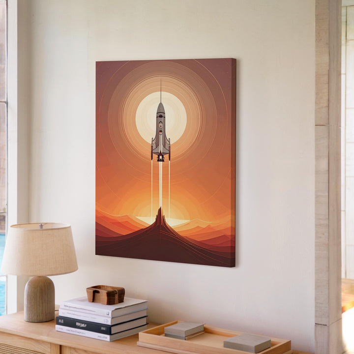 Minimalist Spaceship Journey Canvas – Abstract Art of Space Exploration - Gifitto