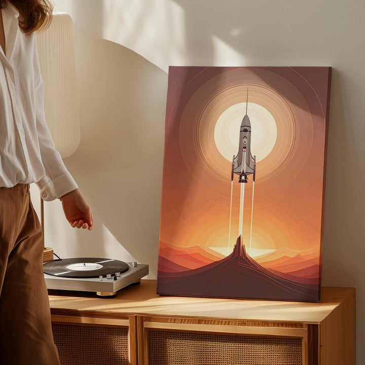 Minimalist Spaceship Journey Canvas – Abstract Art of Space Exploration - Gifitto