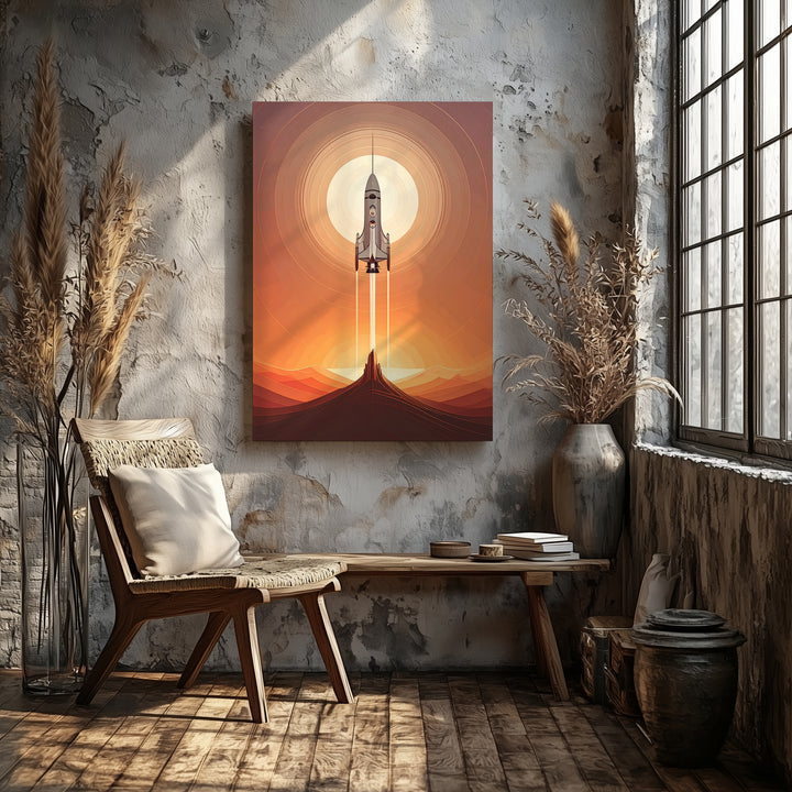 Minimalist Spaceship Journey Canvas – Abstract Art of Space Exploration - Gifitto