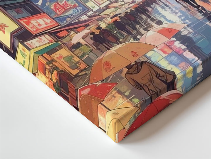 Neon Rain Cityscape Canvas – Cinematic East Asian Night Street Art - Gifitto
