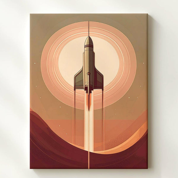 Futuristic Spacecraft Journey Canvas – Minimalist Design with Green Tranquility - Gifitto