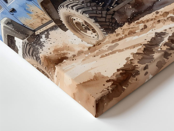 Jeep Wrangler Off-Roading Canvas – Rugged Adventure Art in Watercolor Style - Gifitto