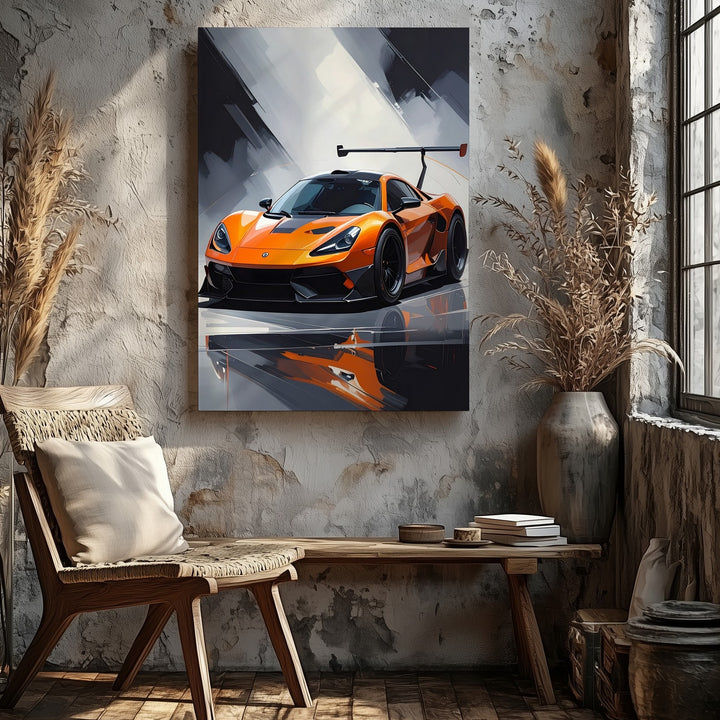 McLaren Senna in Orange Canvas – High-Contrast Supercar Art - Gifitto