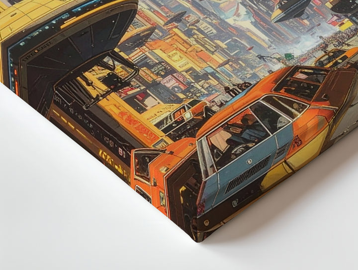 Futuristic Cityscape Canvas – Neon-lit Metropolis with Flying Vehicles - Gifitto