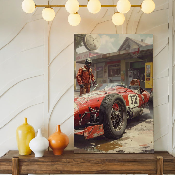 Vintage Red Formula Race Car Canvas – Nostalgic Motorsport Art - Gifitto