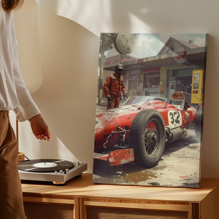 Vintage Red Formula Race Car Canvas – Nostalgic Motorsport Art - Gifitto