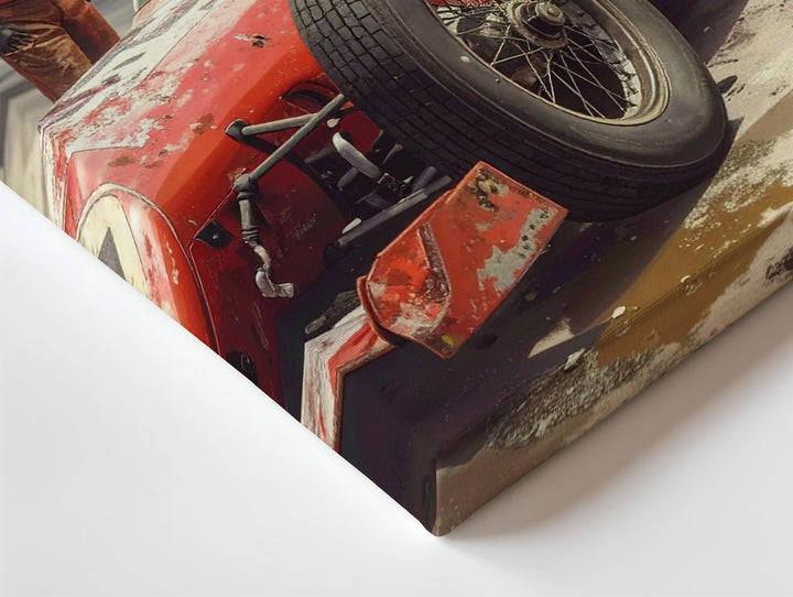 Vintage Red Formula Race Car Canvas – Nostalgic Motorsport Art - Gifitto