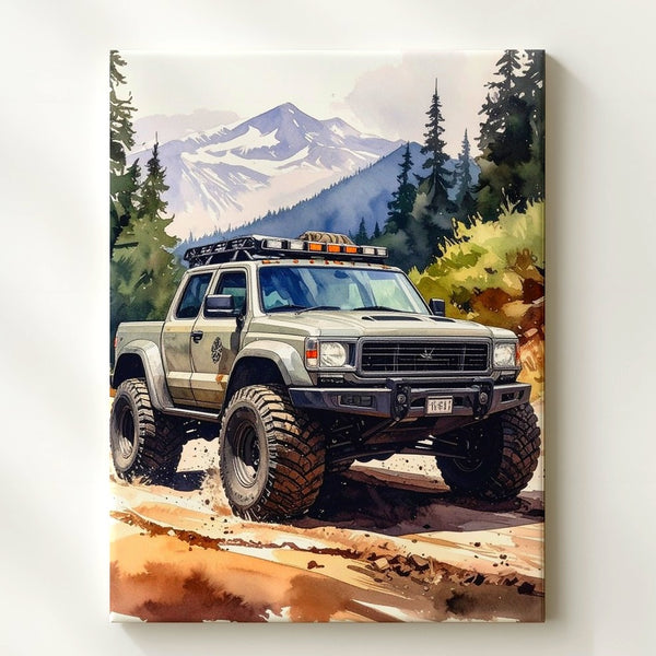 Toyota Tacoma Off-Road Adventure Canvas – Rugged Truck and Mountain Landscape Art - Gifitto