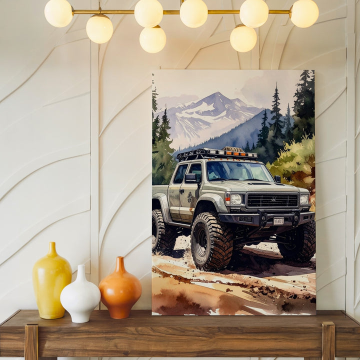 Toyota Tacoma Off-Road Adventure Canvas – Rugged Truck and Mountain Landscape Art - Gifitto