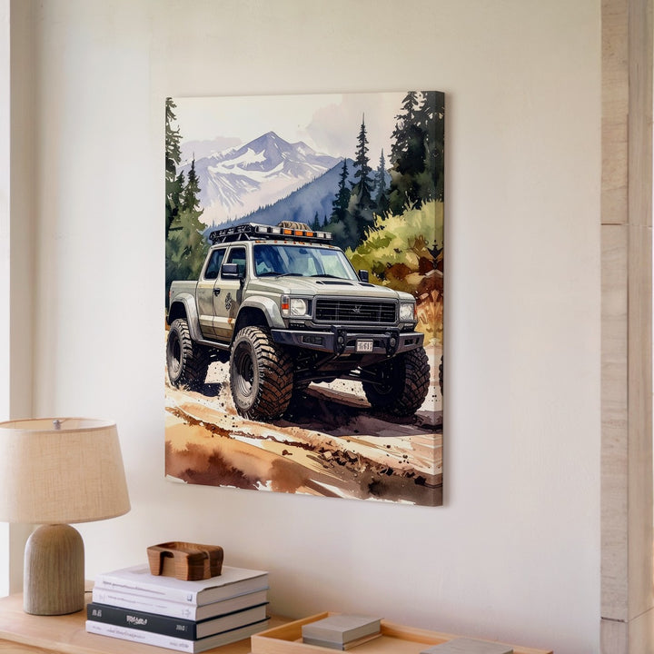Toyota Tacoma Off-Road Adventure Canvas – Rugged Truck and Mountain Landscape Art - Gifitto