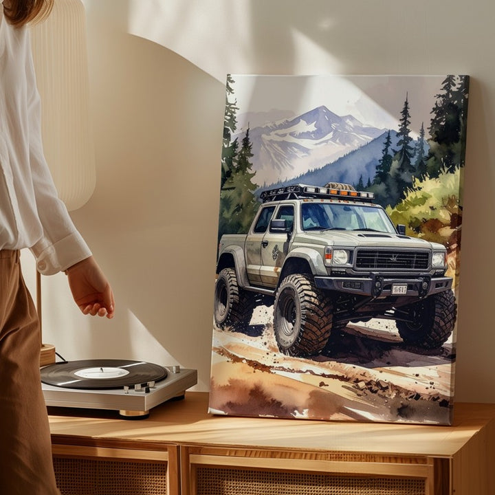 Toyota Tacoma Off-Road Adventure Canvas – Rugged Truck and Mountain Landscape Art - Gifitto